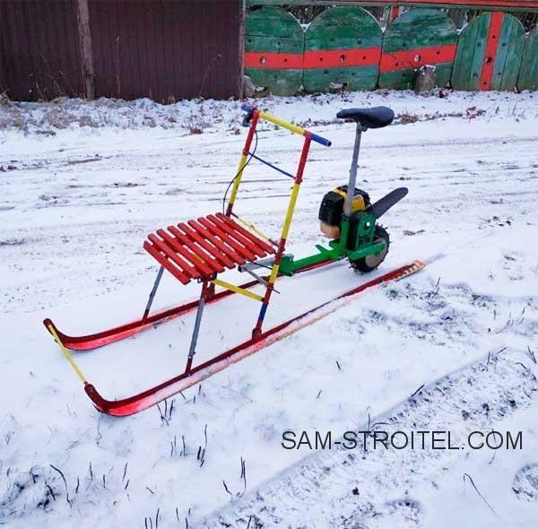Самодельные сани с мотором от триммера Самодельные сани с мотором от триммера