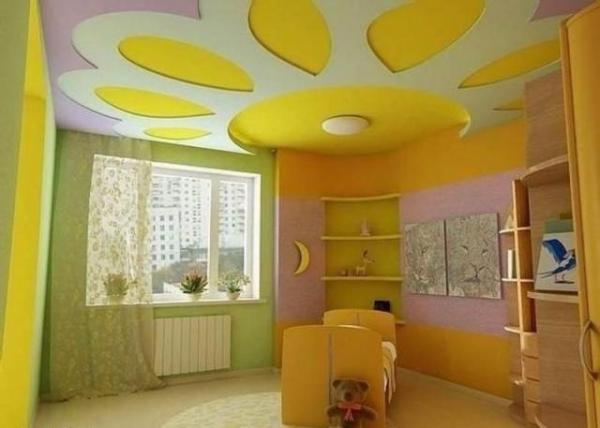 Различные варианты дизайна потолка из гипсокартона в детской комнате Различные варианты дизайна потолка из гипсокартона в детской комнате