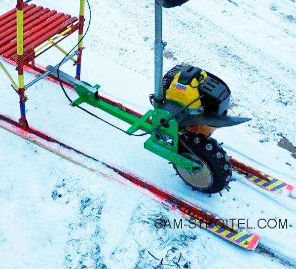 Самодельные сани с мотором от триммера Самодельные сани с мотором от триммера