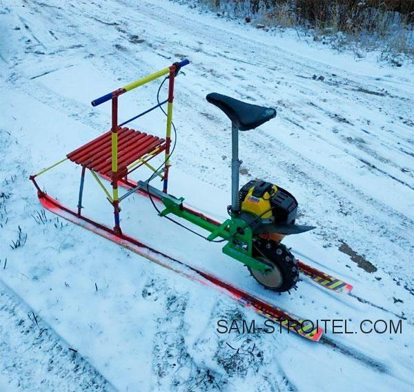 Самодельные сани с мотором от триммера Самодельные сани с мотором от триммера